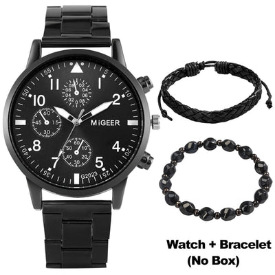 Mens Luxury Leather Watch Bracelet Set - YORNEKINTL