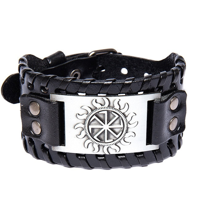 Metal Leather Viking Rune Bracelet - YORNEKINTL