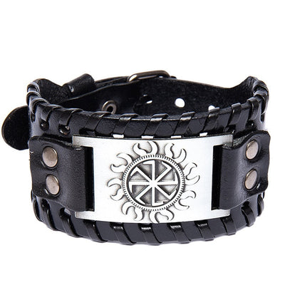 Metal Leather Viking Rune Bracelet - YORNEKINTL