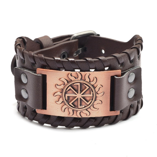 Metal Leather Viking Rune Bracelet - YORNEKINTL
