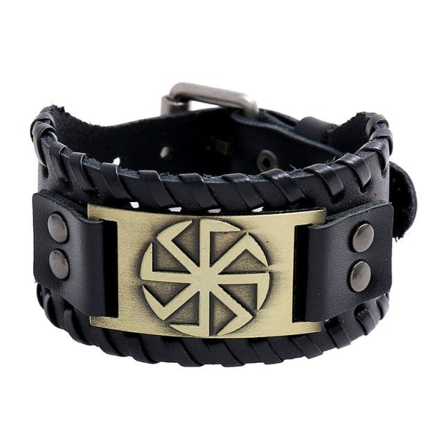 Metal Leather Viking Rune Bracelet - YORNEKINTL