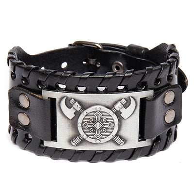 Metal Leather Viking Rune Bracelet - YORNEKINTL