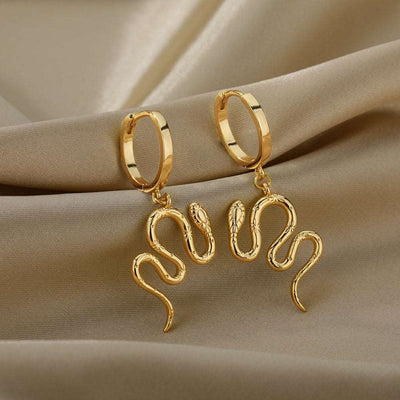 Stainless Steel Drop Snake Earrings