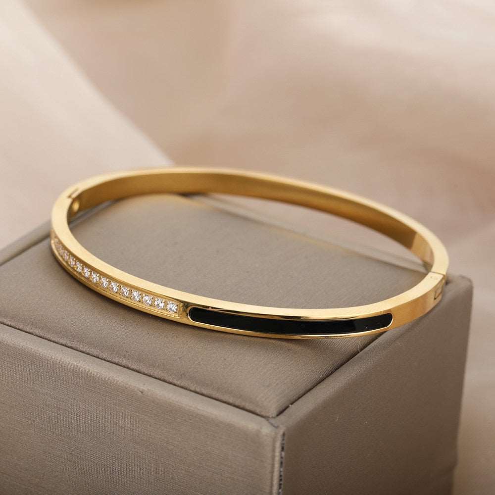 Stainless Steel Double Heart Bangles