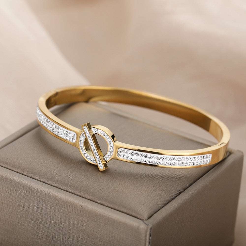 Stainless Steel Double Heart Bangles