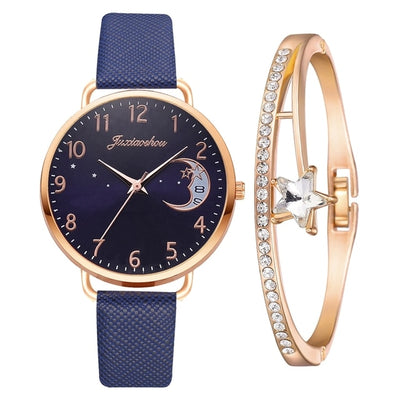 Leather Band Moon Dial Watch - YORNEKINTL
